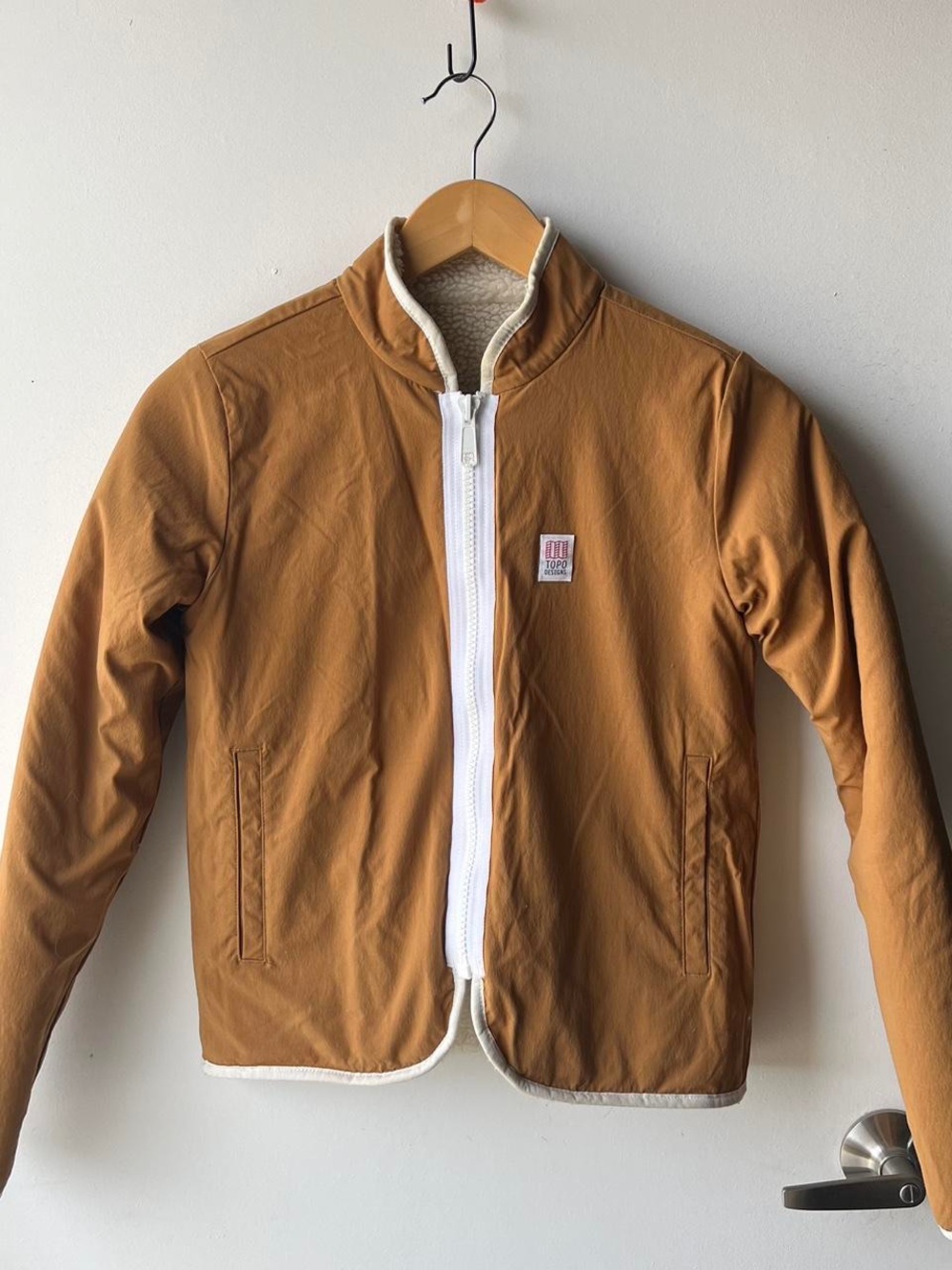 Topo Designs Tan Windbreaker Jacket with White Trim